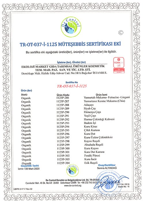 Ekoloji Market Organik Kuru Kayısı 200gr