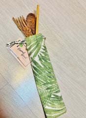 Mycocobowl Çatal Kaşık Pipet  Fırça Set Desenli Kese
